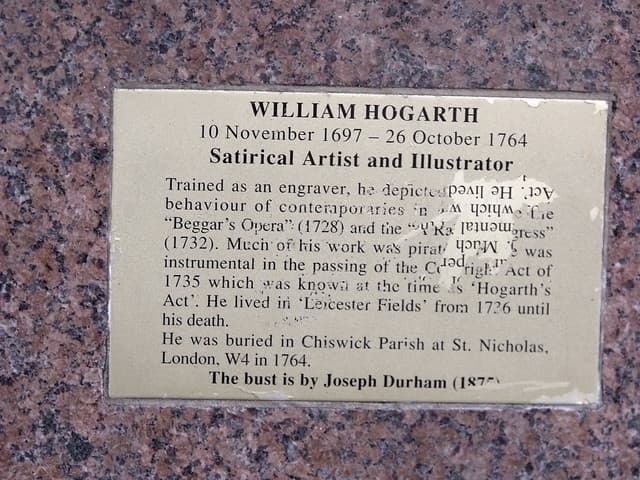 William Hogarth brass plaque