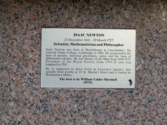 Isaac Newton brass plaque