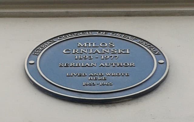 Milos Crnjanski blue plaque