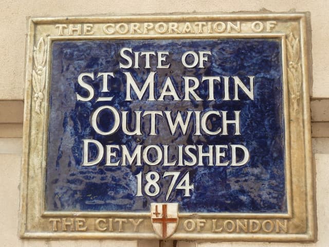 St. Martin Outwich, London blue plaque