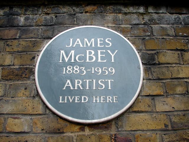 James McBey grey plaque