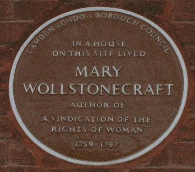 Mary Wollstonecraft brown plaque