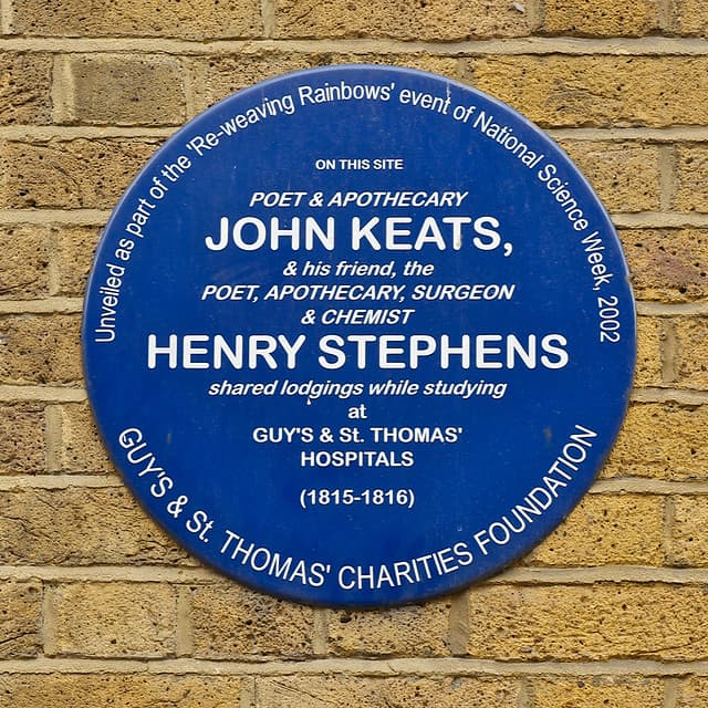 John Keats and Henry Stephens blue plaque