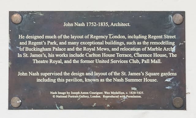 John Nash bronze plaque
