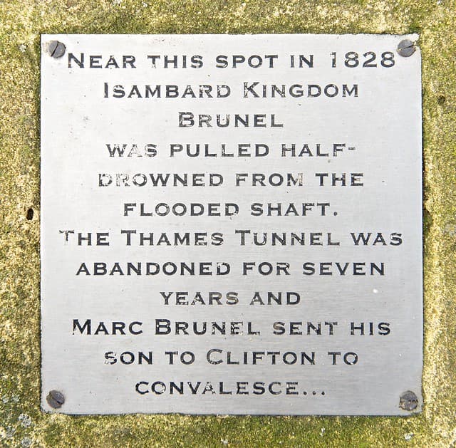Marc Isambard Brunel, Isambard Kingdom Brunel, and Thames Tunnel brushed metal plaque