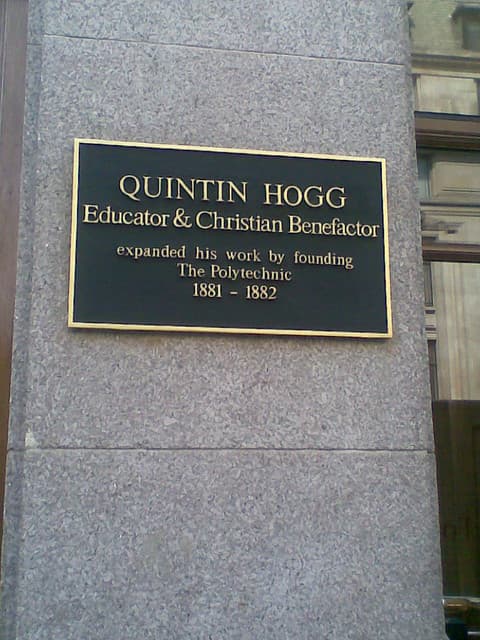 Quintin Hogg black plaque