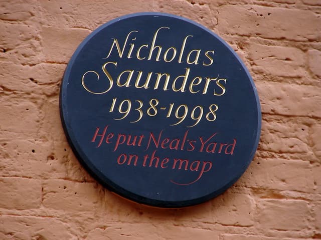 Nicholas Saunders black plaque