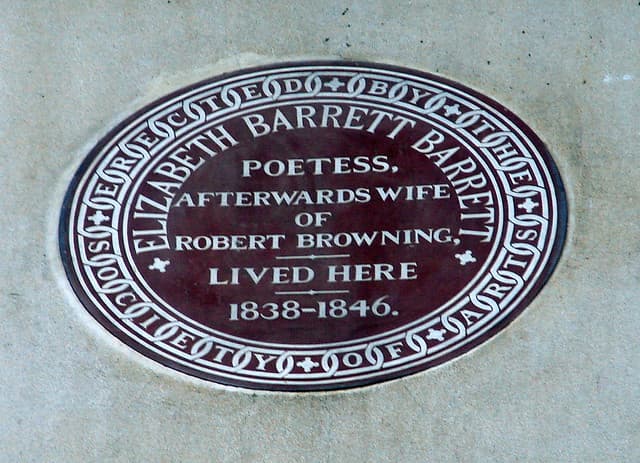 Elizabeth Barrett Browning and Robert Browning brown plaque
