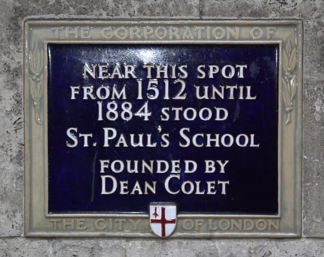 St Paul's School, London and John Colet blue plaque