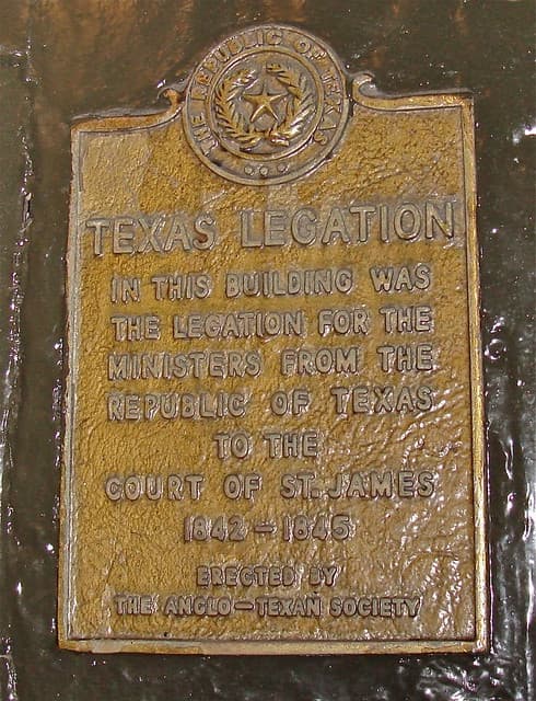Texas Legation yellow plaque