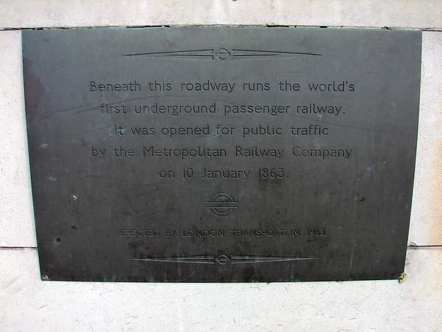Metropolitan Railway bronze plaque
