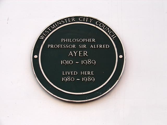Alfred Ayer green plaque