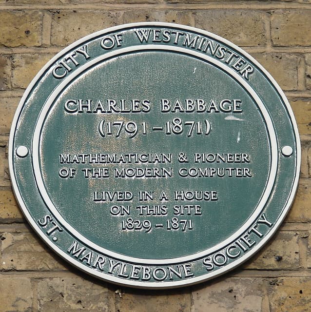 Charles Babbage green plaque