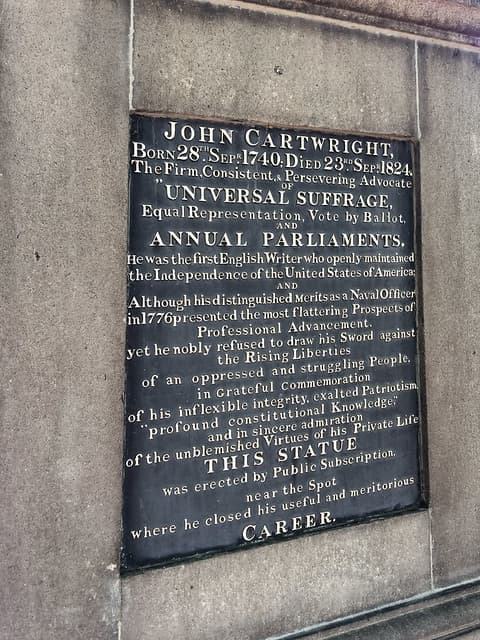 John Cartwright black plaque