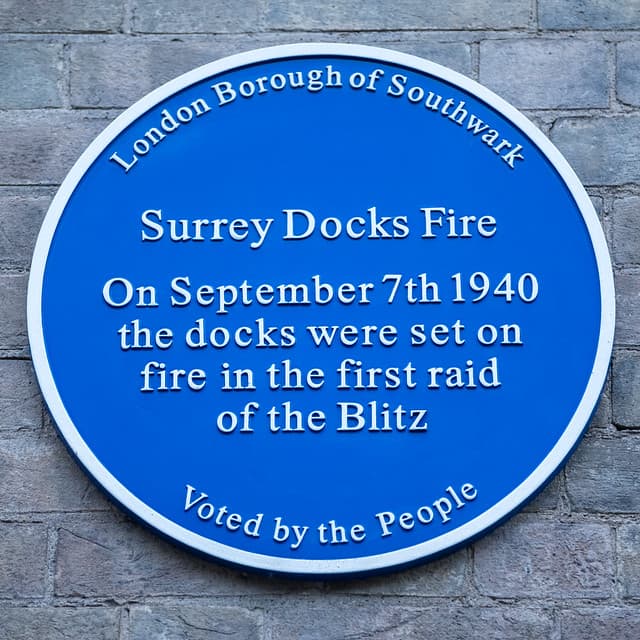 Surrey Docks Fire blue plaque