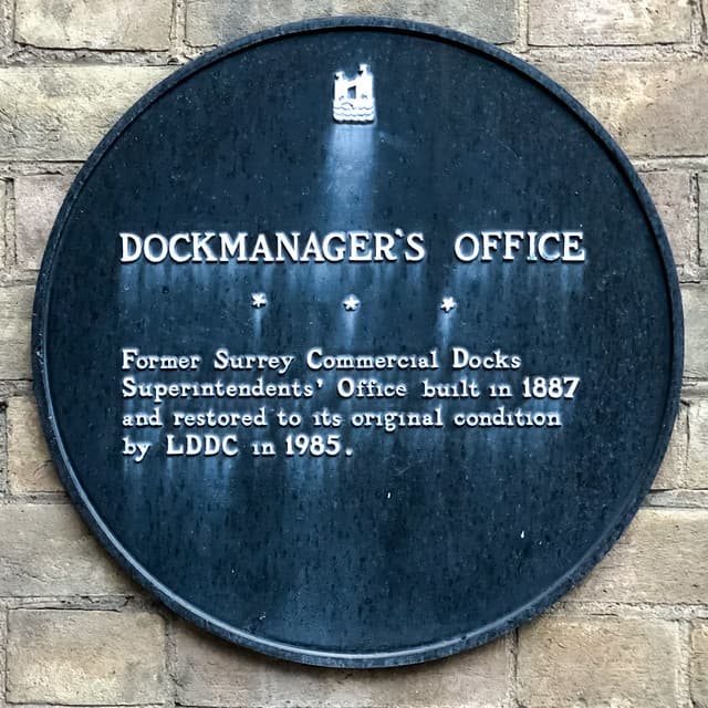 Surrey Commercial Docks Superintendent's Office black plaque