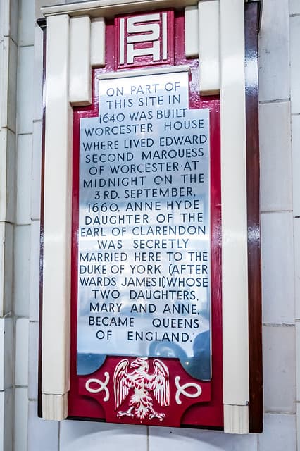 Anne Hyde, James II, and Savoy grey plaque
