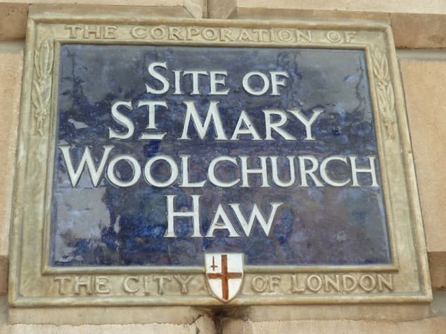 St. Mary Woolchurch Haw, London blue plaque