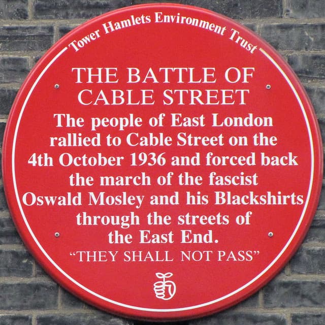 Battle of Cable Street red plaque