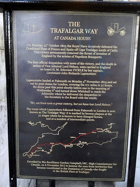 The Trafalgar Way and John Richards Lapenotiere black plaque