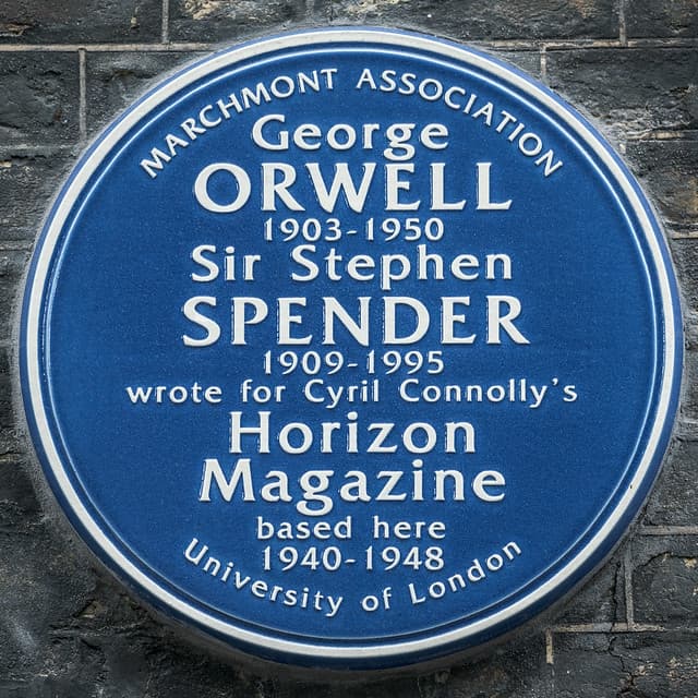 George Orwell, Cyril Connolly, Stephen Spender, and Horizon Magazine blue plaque