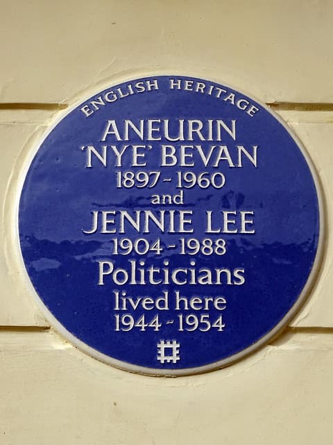 Aneurin Bevan and Jennie Lee blue plaque