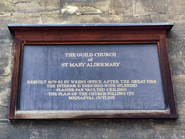 Christopher Wren and St Mary Aldermary slate plaque