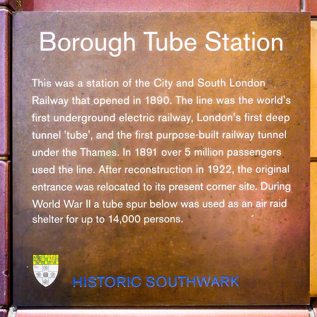 Borough Tube Station brown plaque
