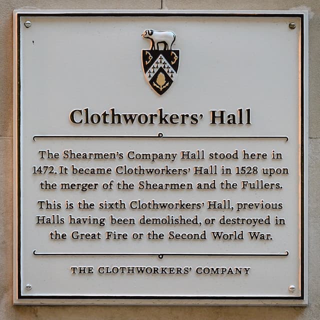 Clothworkers Hall white plaque