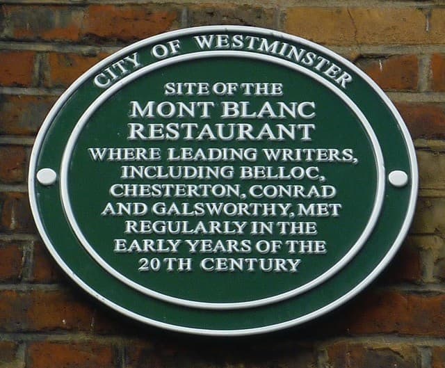 Joseph Conrad, Gilbert Keith Chesterton, John Galsworthy, and Hilaire Belloc green plaque