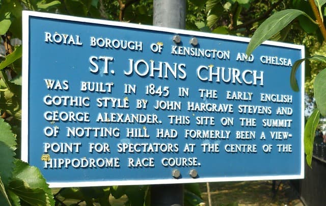 John Hargrave Stevens, George Alexander, St. Johns Church, Kensington, and Kensington Hippodrome blue plaque