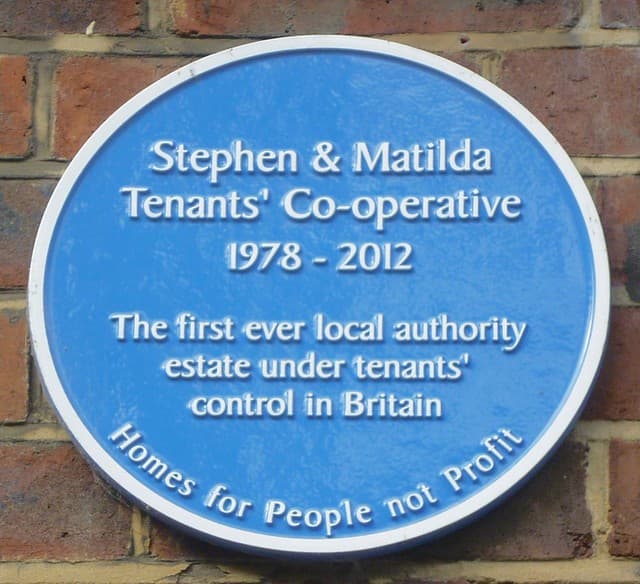 Stephen and Matilda Tenants' Co-operative blue plaque