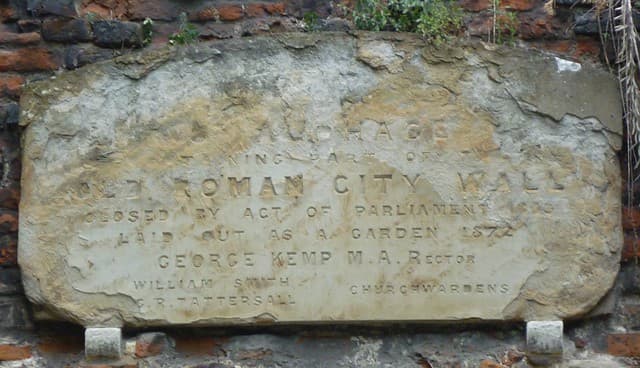 George Kemp and St. Alphage stone plaque
