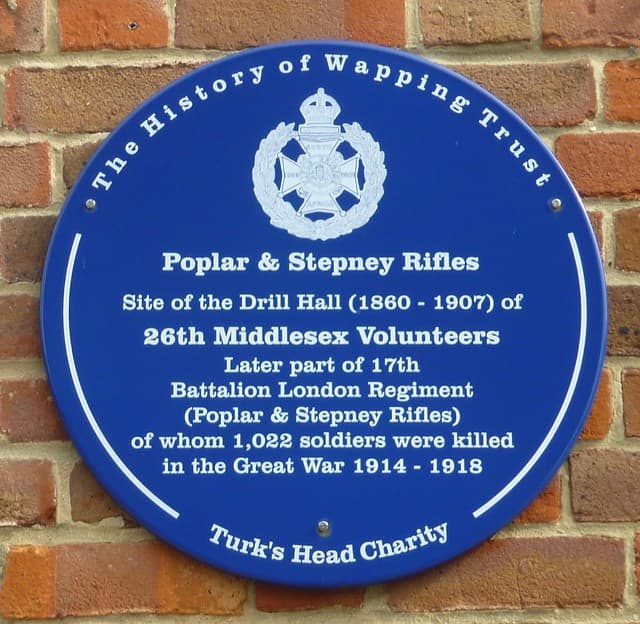 Poplar & Stepney Rifles black plaque