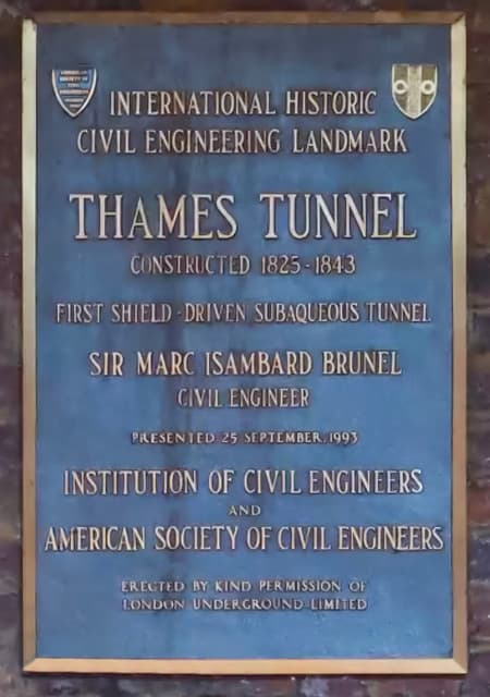 Marc Isambard Brunel and Thames Tunnel brown plaque