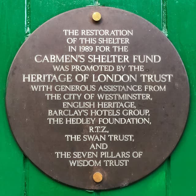 Cabmen's Shelter bronze plaque