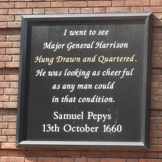 Samuel Pepys and Thomas Harrison black plaque