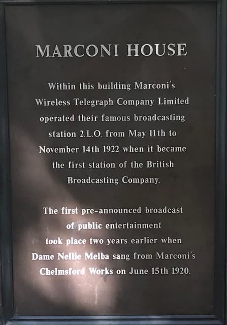 Guglielmo Marconi, Nellie Melba, and Wireless Telegraph Company Limited bronze plaque