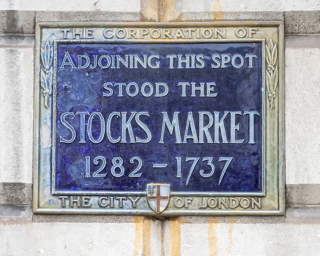 Stocks Market blue plaque