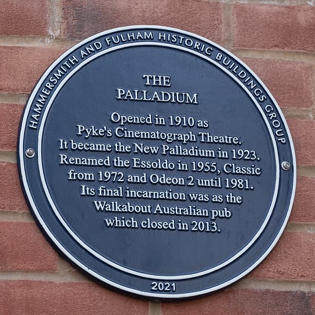 The Palladium blue plaque