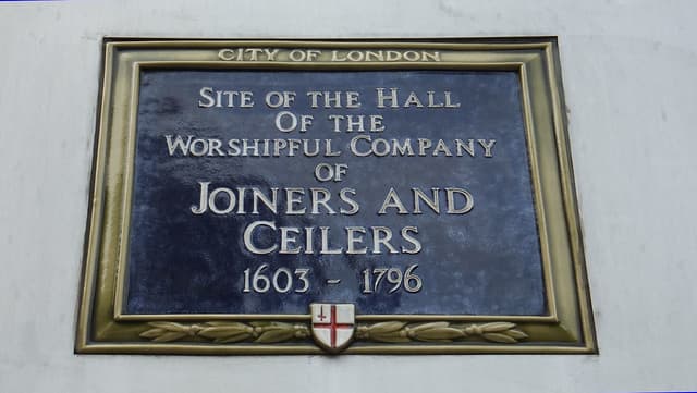 The Worshipful Company of Joiners and Ceilers and Hall of The Worshipful Company of Joiners and Ceilers blue plaque