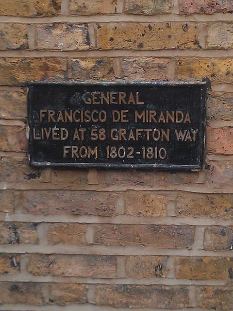Francisco De Miranda black plaque