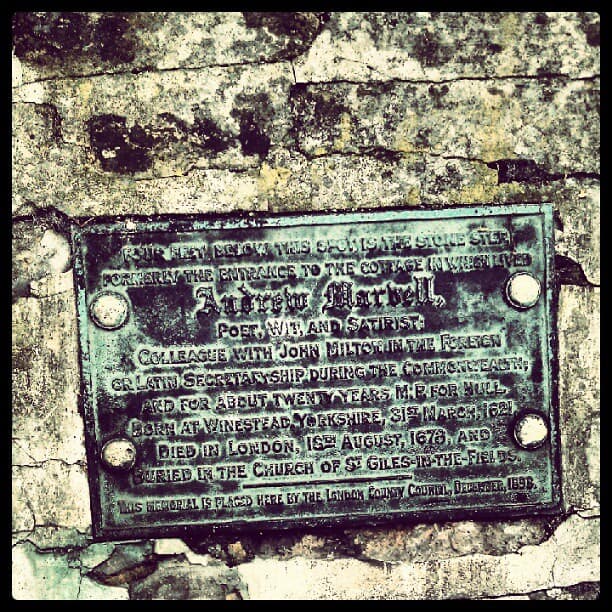Andrew Marvell black plaque