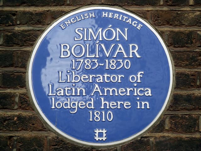 Simón Bolívar blue plaque