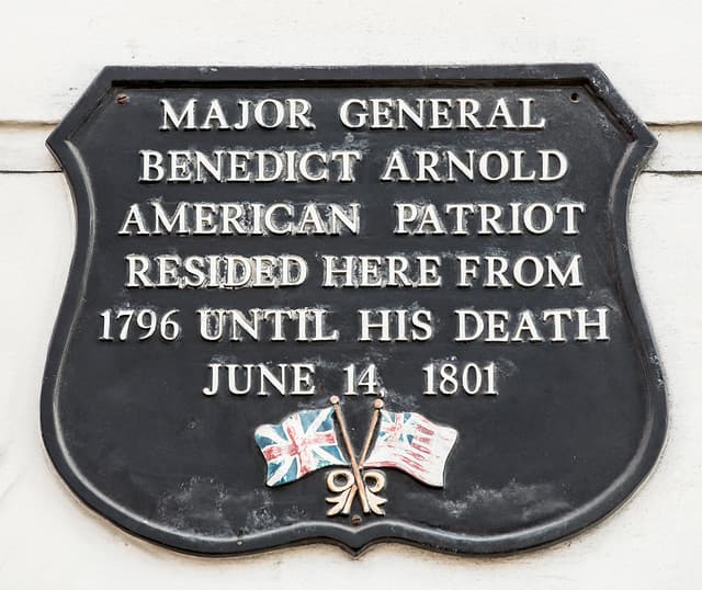 Benedict Arnold black plaque