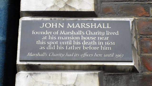 John Marshall and Marshall's Charity black plaque