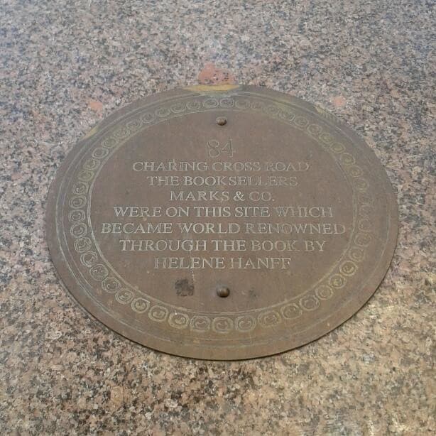 Helene Hanff and Marks & Co. bronze plaque