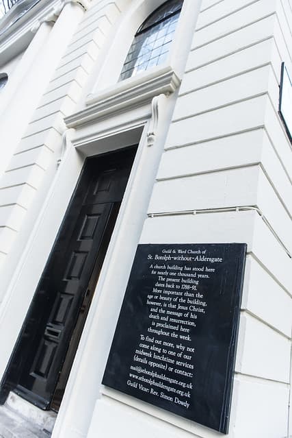 St Botolph without Aldersgate, London and Guild & Church Ward of St Botolph-without-Aldersgate, London black plaque