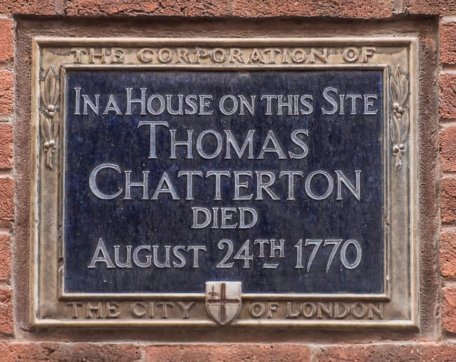 Thomas Chatterton blue plaque