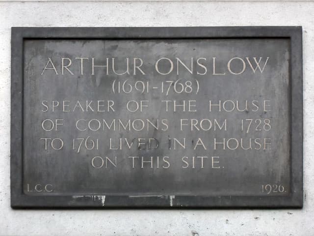 Arthur Onslow grey plaque